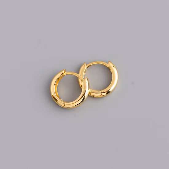 Brincos simples de argola redonda mais grossa de prata esterlina 925