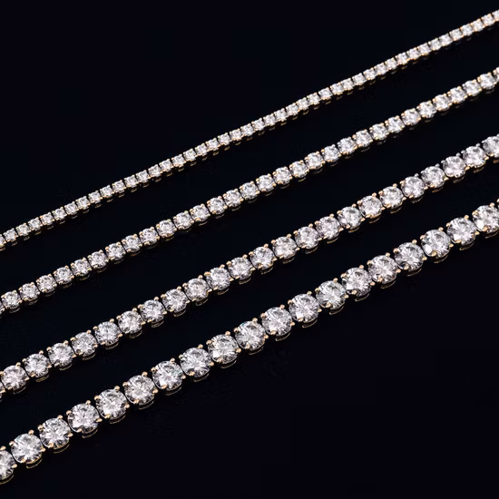 ajuste do dente do diamante Vvs Moissanite Diamond Micro da corrente do tênis do ouro 18K de 4mm 6