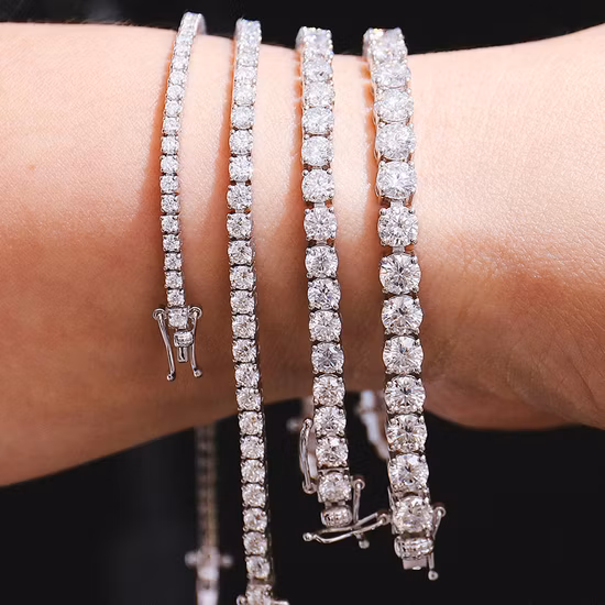 Pulseira de tênis de diamante de moissanite def 3mm 7 polegadas 16cm pulseira de tênis prata 925 para mulheres