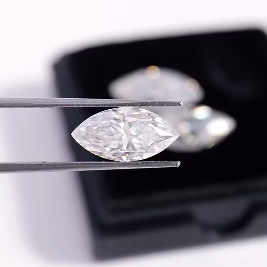 Marquise de pedra preciosa frouxa incolor de diamantes feitos à mão cortou Moissanite branco