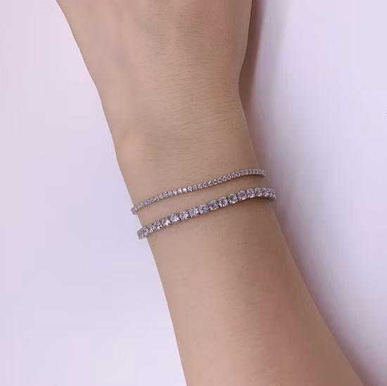 Pulseira ajustável de corrente de tênis de cristal CZ de prata esterlina 925 de 3 mm
