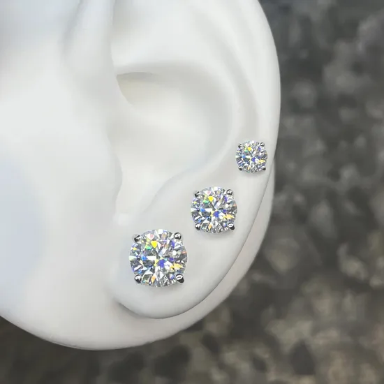 Wholesale Fine Jewelry Trendy 3/5/6.5/8mm 925 Sterling Silver Polyhedron Bead Vvs Moissanite Diamond Stud Earrings for Men Women