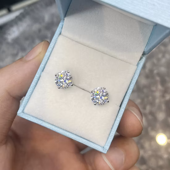 Wholesale Fine Jewelry Trendy 3/5/6.5/8mm 925 Sterling Silver Polyhedron Bead Vvs Moissanite Diamond Stud Earrings for Men Women