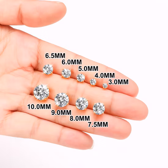 Wholesale Fine Jewelry Trendy 3/5/6.5/8mm 925 Sterling Silver Polyhedron Bead Vvs Moissanite Diamond Stud Earrings for Men Women