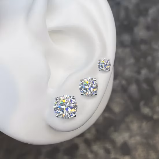 Wholesale Fine Jewelry Trendy 3/5/6.5/8mm 925 Sterling Silver Polyhedron Bead Vvs Moissanite Diamond Stud Earrings for Men Women