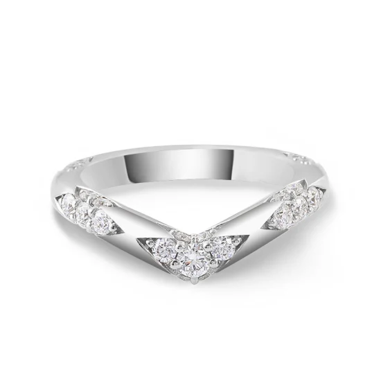 Conjunto de anel de noivado em ouro real 14K, faixa curva para mulheres, configuração de joias de casamento