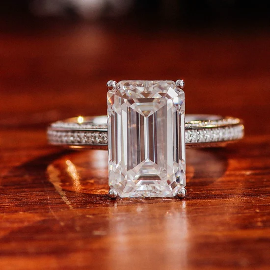 Anéis de diamante de moissanite 14K para casamento 10K ouro 8.5 CT esmeralda gelado moissanite pedras soltas anel
