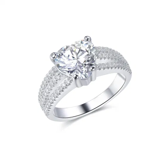 Anel de noivado de moissanite coração CZ ouro branco 14K aliança de casamento em ouro branco anel de noivado de prata 925