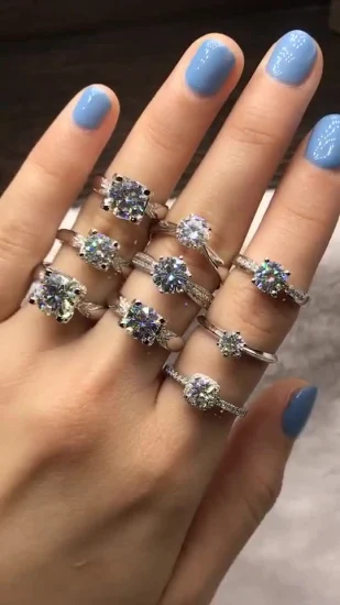 Fábrica 925 anéis de prata noivado feminino anel d cor vvs1 moissanite pedra preciosa casamento anéis de diamante para fabricante de jóias