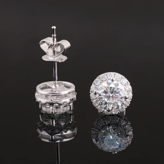 925 jóias de prata moissanite bijoux 6.5mm corte redondo moissanite brinco moissanite jóias brincos para senhoras